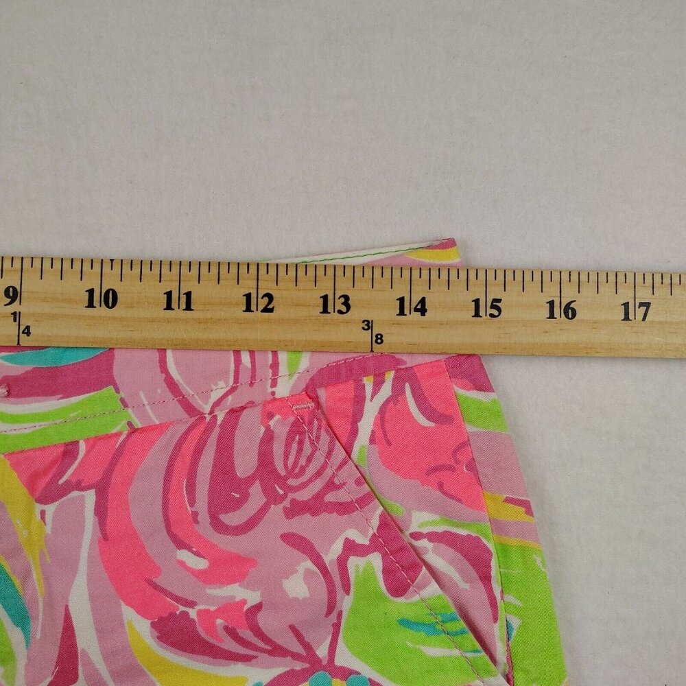 Lilly Pulitzer Buttercup Shorts Sz 00 All Nighter Flamingo Scalloped Hem - Picture 6 of 8